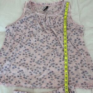 Floral Pink Sleeveless Pajama Set Medium